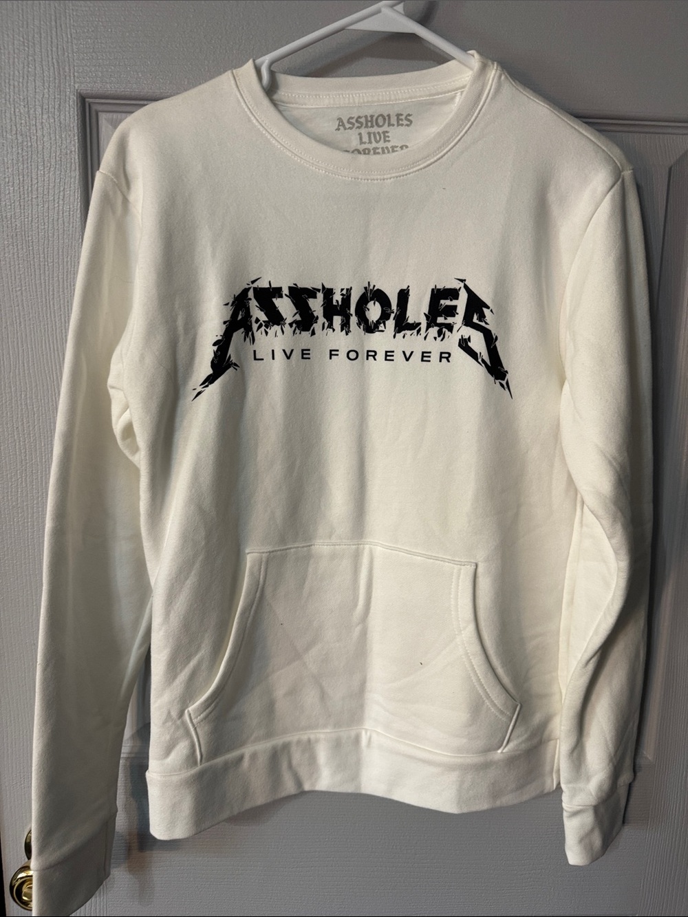 Assholes Live Forever Cream Crewneck Sweatshirt by Assholes